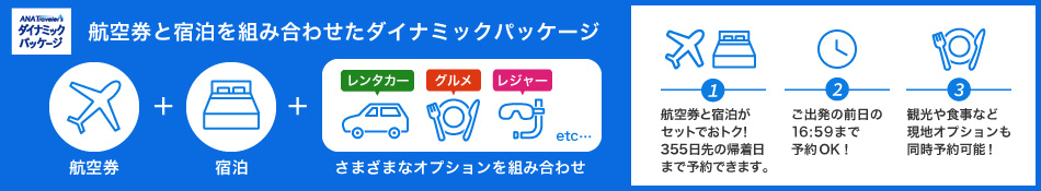 ANAトラベラーズ 航空券と宿泊を組み合わせたダイナミックパッケージ